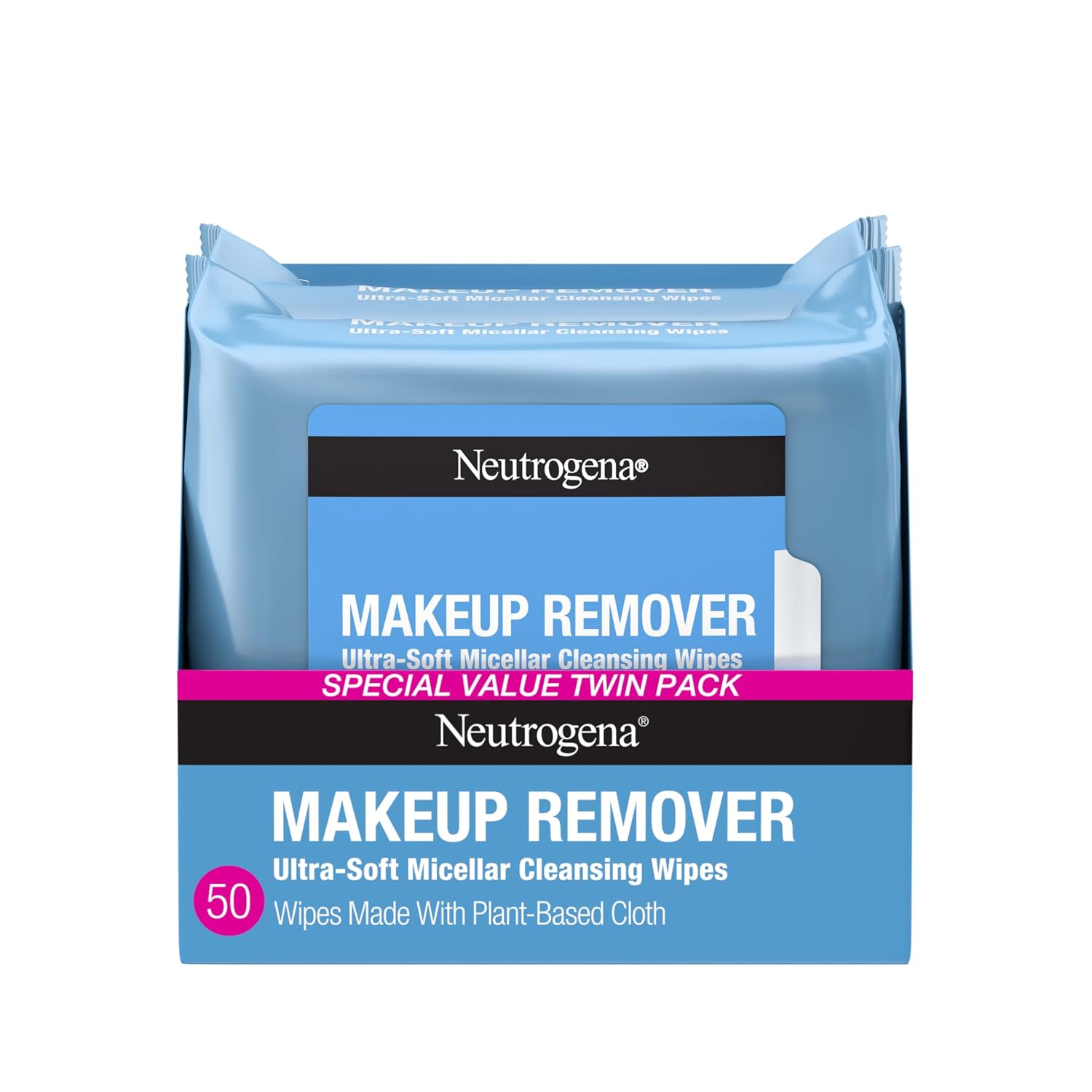 Plant-Based Micellar Water Cleansing Cloths, Gently Removes Oil, Dirt & Waterproof Makeup, No Heavy Residue, Alcohol-Free